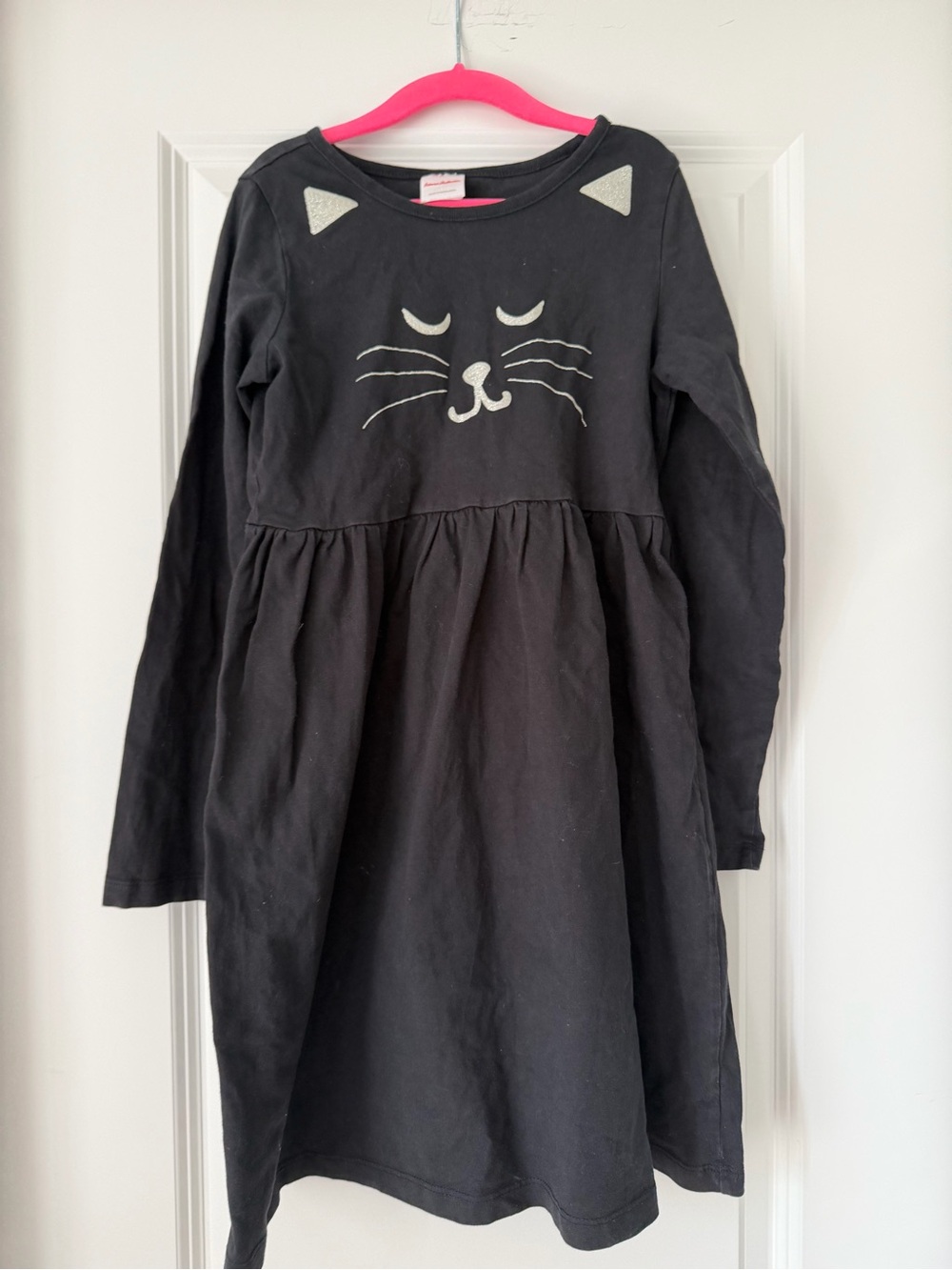 Hanna Andersson Black Cat Face Long Sleeve Dress - 130/8